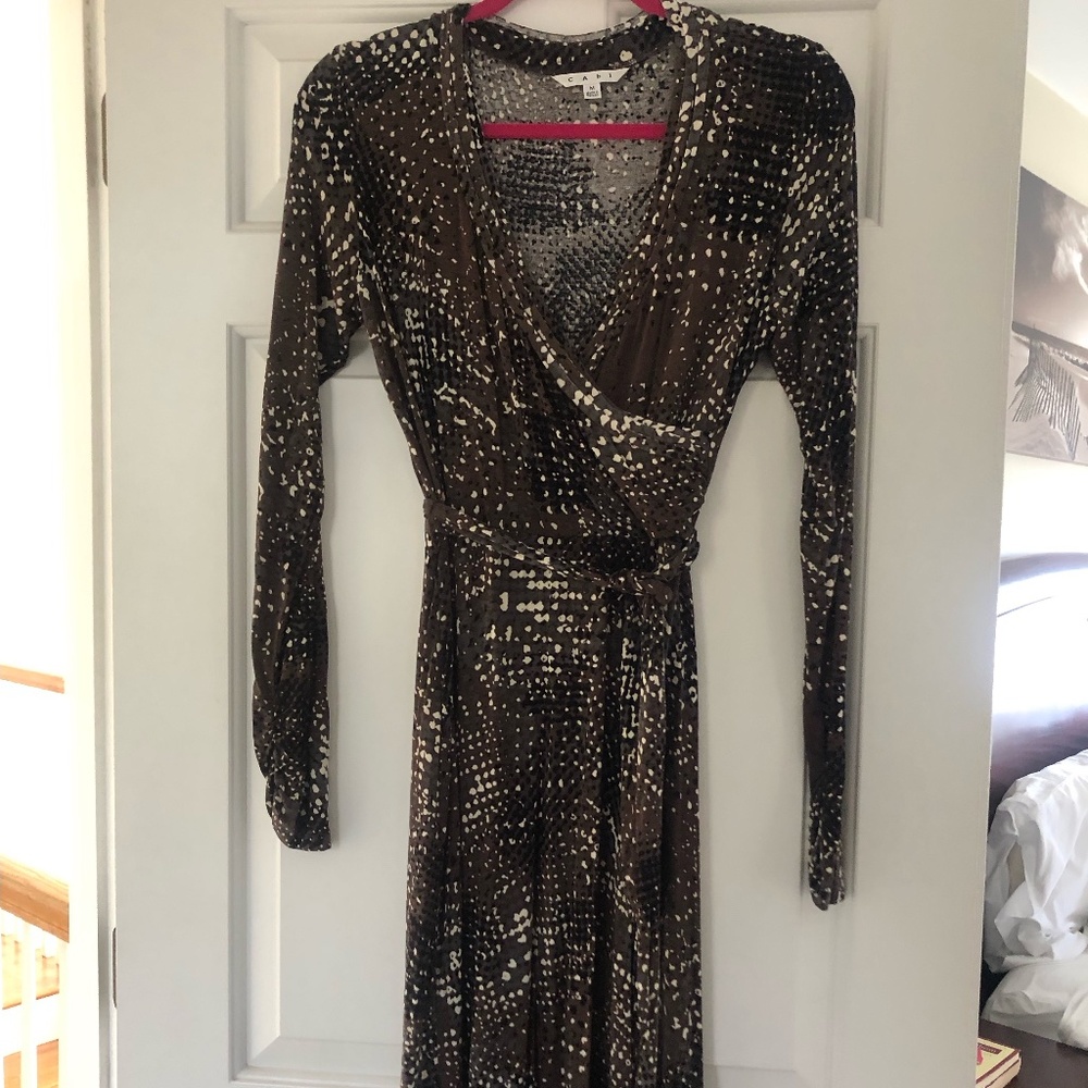 CAbi Long Sleeved Dress (Size Medium), Color: Brown, Black, Gray & White